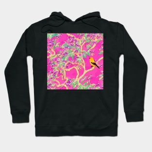 Canary bird on pink chinoiserie Hoodie